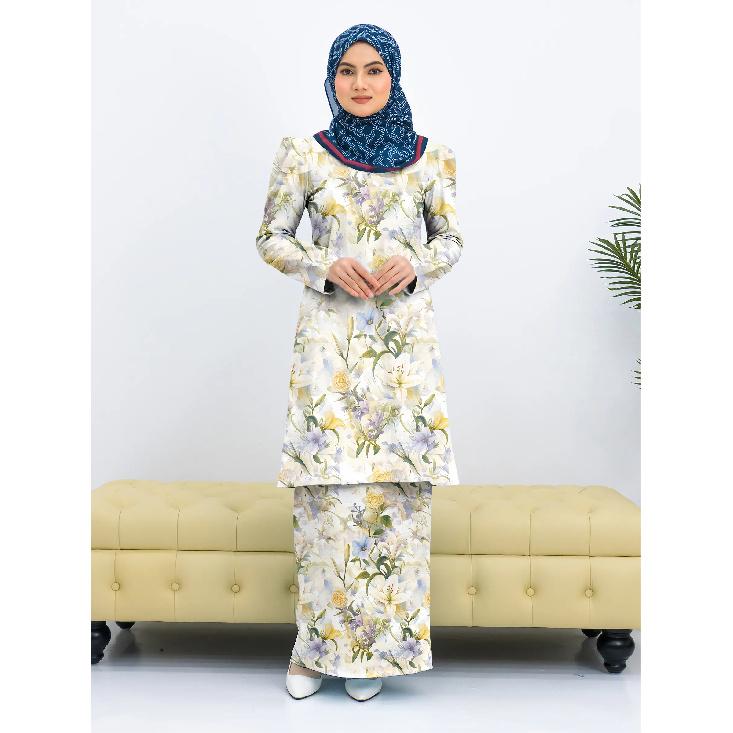 Summer New Irregular Graphic Gradient Print Fashion Long Gradient Modern Kulang Pahang Ladies Casual Muslim Suit Comfortable Ladies Two Piece Suit