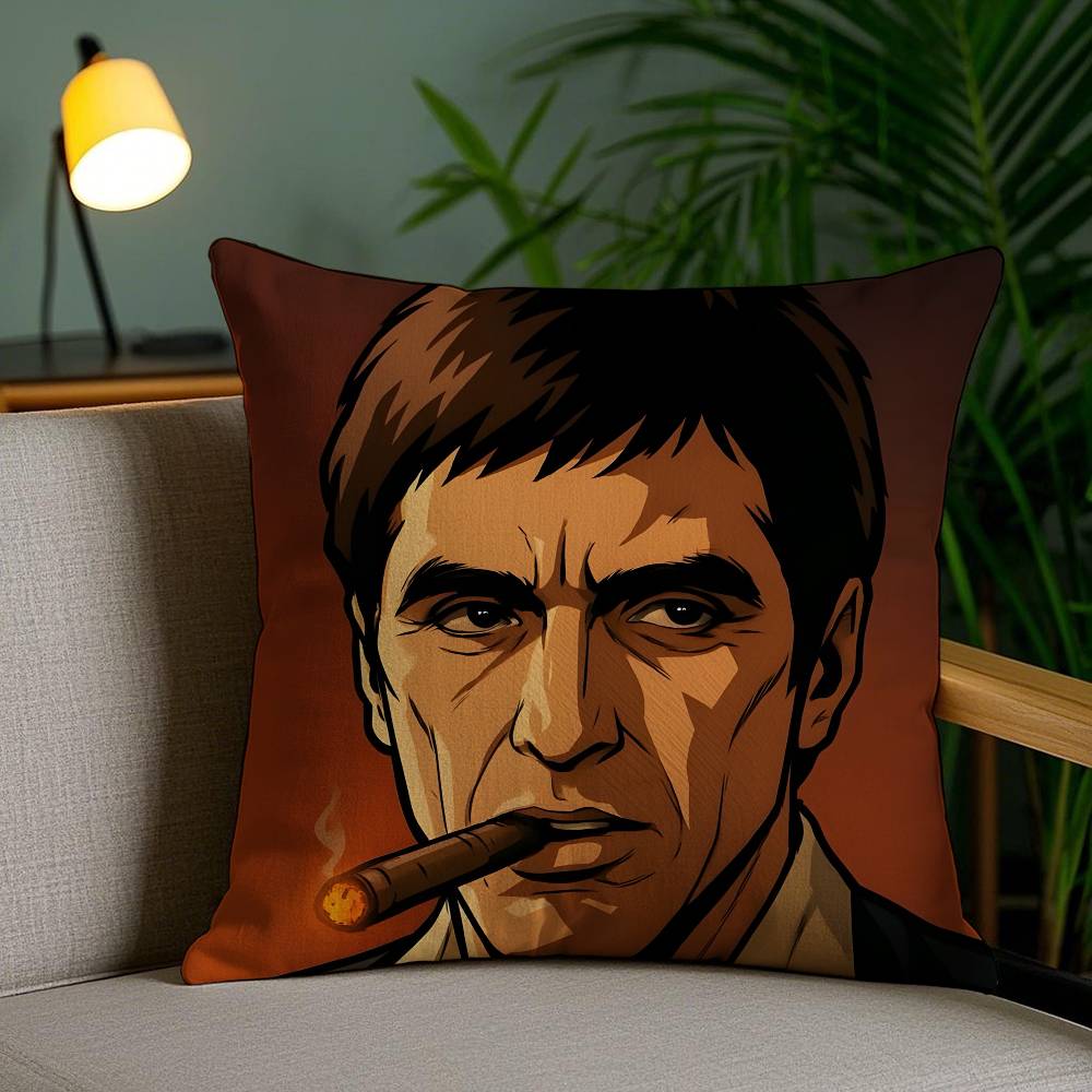 Hot Classic Movie Scarface-S Pillow Case Anti-dustmite Pillowcase Invisible Zipper Silky Short Plush Sofa Cushion Cover