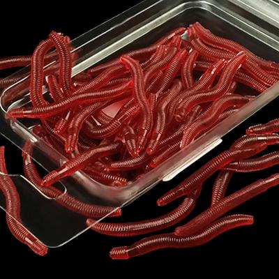 50 teile/los 35mm Simulation Regenwurm Rote Würmer Künstliche Angeln Köder Tackle Weiche Köder