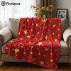 Red Gold Starburst Ultra Soft Sherpa Fleece Blanket Fluffy Warm Halloween Cozy Throw for Sofa Couch Bedroom Gift All Season