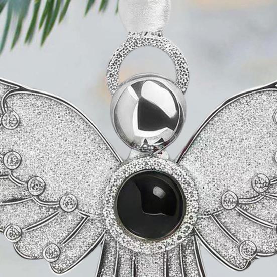 Metal Projection Pendant Christmas Angel Ornament Rhinestone Bird Butterfly Decoration Memory Keepsake Gift for Family Friends Couples Pet Owners