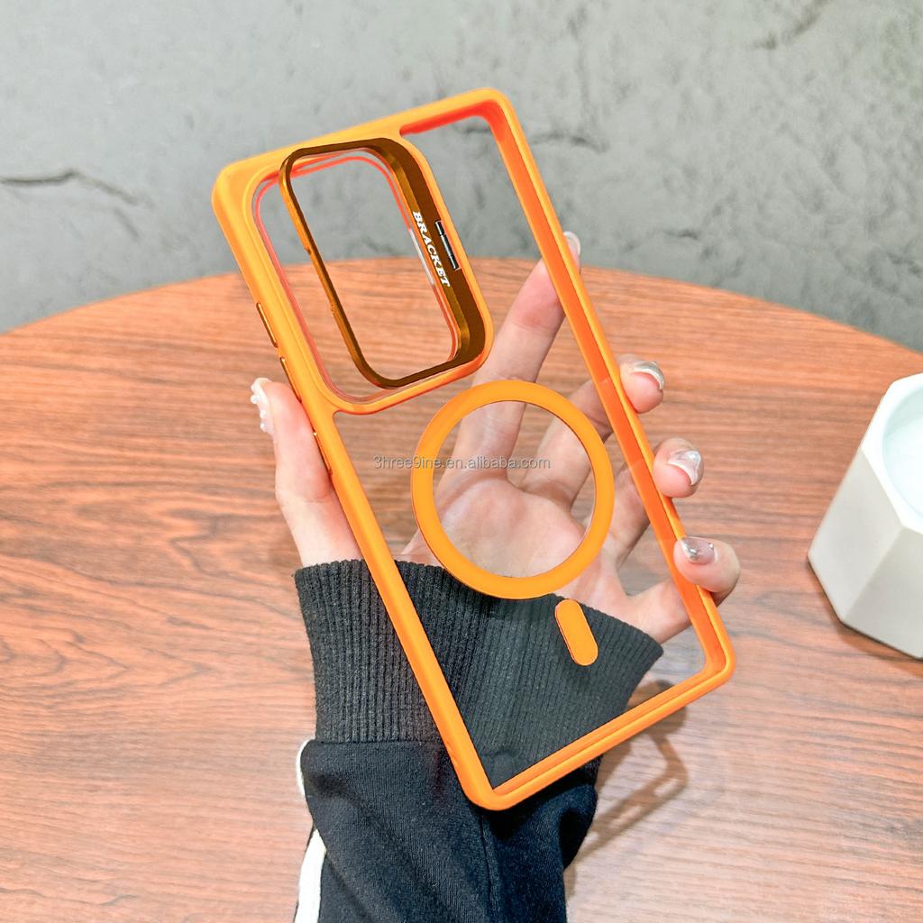 Transparent Anti-Fall Acrylic TPU Phone Case with Luxury Magnetic Metal Lens Holder Case for Samsung S26Ultra S26Plus S26