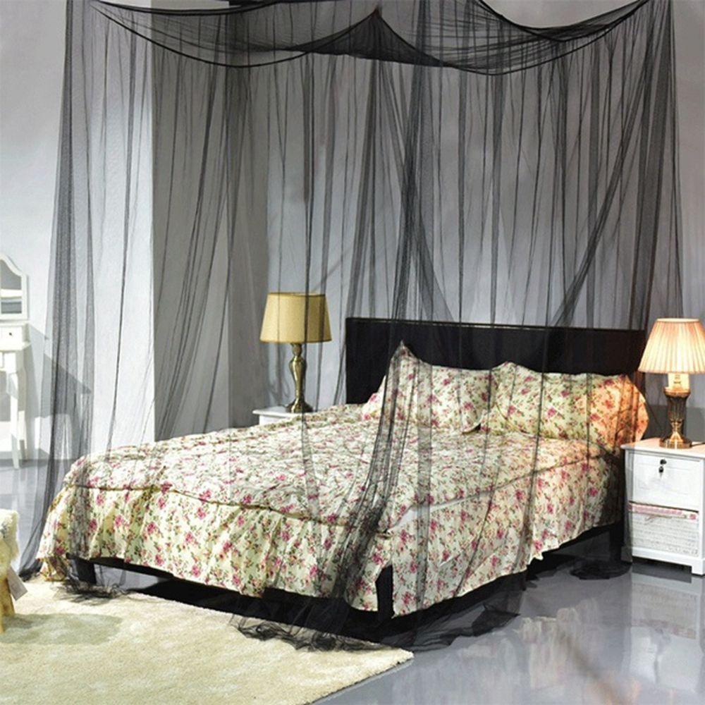 

Durable Black Canopy 4 Corner Post Netting Mosquito Net Home Decor Bed Canopy Bedding