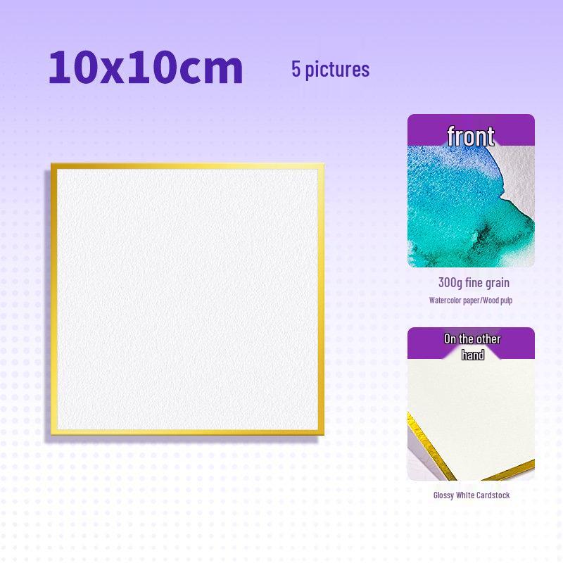 Gold-Edged White Signing Board: Watercolor-Compatible Laser Anime Hand-Painted Card.