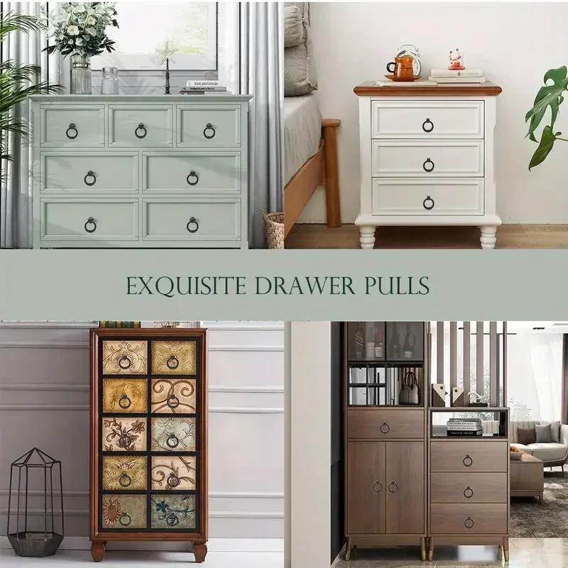 1/2/4PCS-Household Circular Ring Drawer Handle, Black Ring Single Hole Handle, Metal Handle for Cabinets and Wardrobes
