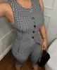 Women's Leopard Print Plaid Sleeveless Top & 7-Point Pants Set - Elegant & Sexy Casual Fashion