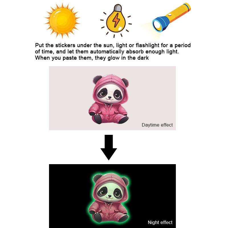 Bathroom Luminous Cute Pink Panda Toilet Seat Sticker Creative Self-Adhesive Beautify Home Decor