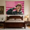 Pink American Flag Celebrity Tapestry Fun Wall Art Decor for Dorm Bedroom Easy To Hang Free Installation Kit Included
