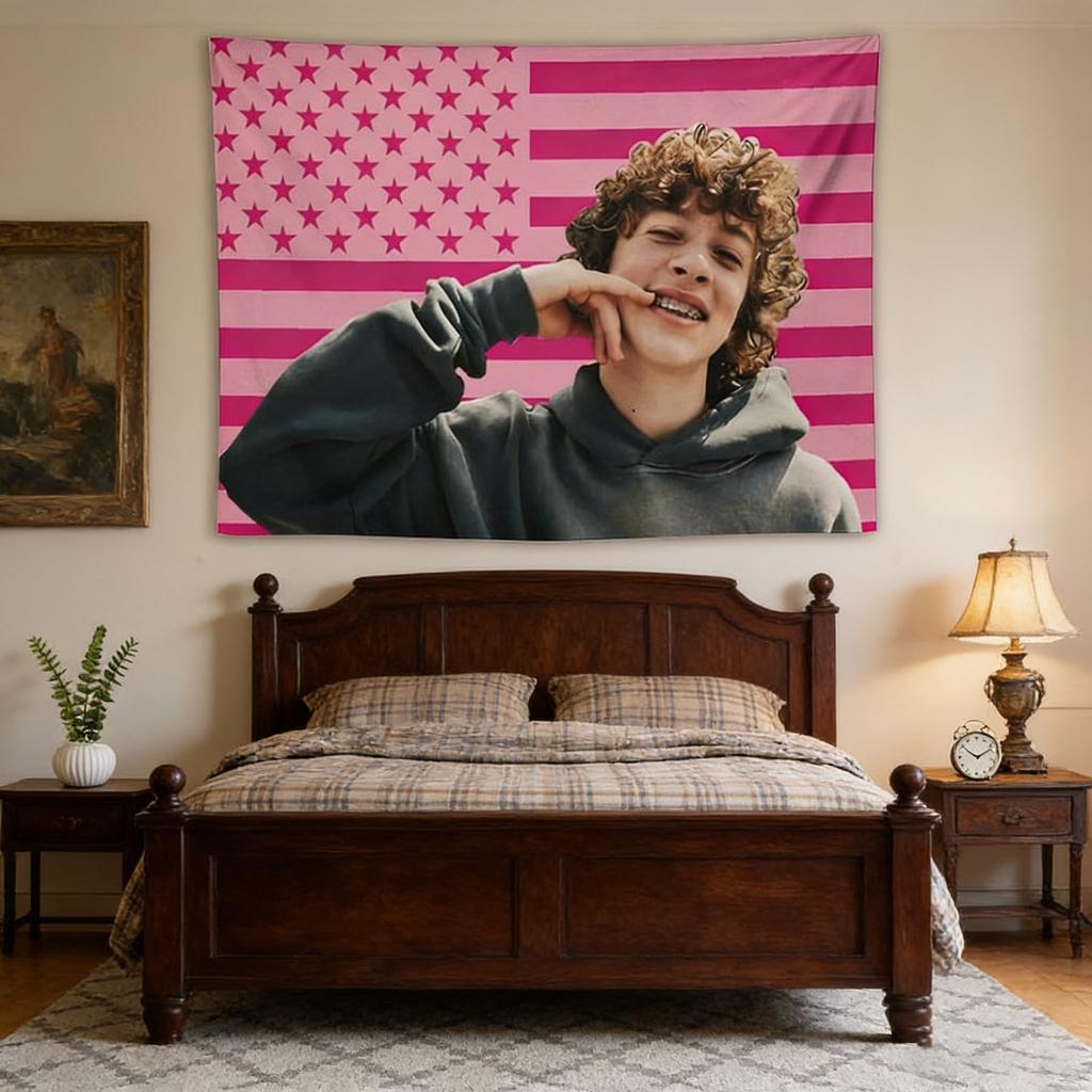 Pink American Flag Celebrity Tapestry Fun Wall Art Decor for Dorm Bedroom Easy To Hang Free Installation Kit Included