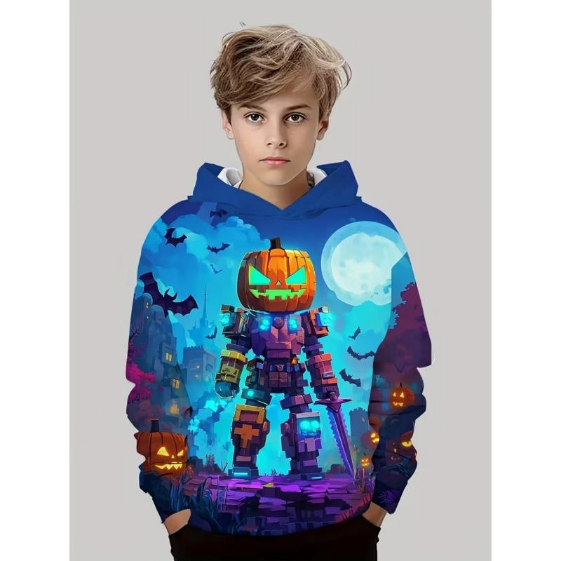 Spring And Autumn Fashion Men's Hoodie Anime Pumpkin Pattern 3D Print Sweatshirt Hoodies Street Casual Boy Sweatshirt Men's Oversized Top Clothing