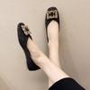 Fashion Square Toe Shallow Mouth Low Heel Single Shoes Autumn New Rhinestone Square Toe Soft Sole Non-slip Block Heel Shoes