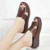 Fashion GKTINOO Summer Slippers Female Fashion Genuine Leather Wedges Heel Soft Sole Hollow Open Toe Mom Shoes Platform Ladies Sandals