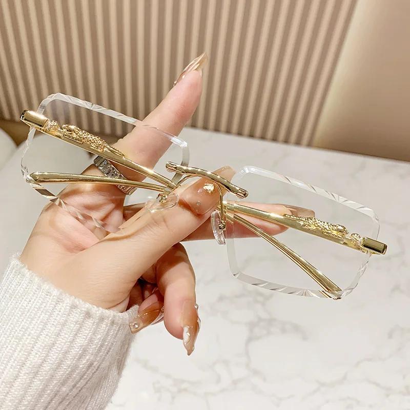 

Rimless Punk Vintage Sunglasses Women For Men Luxury Brand Designer Sun Glasses Popular Metal Leopard Head Hip Hop Eyeglasses