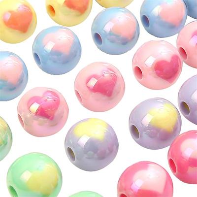 Cream Love Ball Beads Plated Multi-Color Acrylic Loose Beads for DIY Jewelry 500g