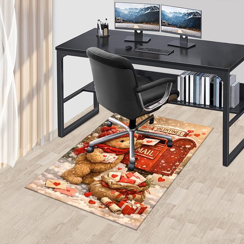 

1pc Teddy Bear Valentine s Day Chair Mat - Anime Cartoon Design, Non-Slip Carpet for Office and Home Decor, Suitable for All Seasons.C098 60cm by 90cm