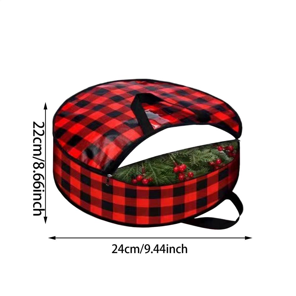 Christmas Wreath Storage Bag Lattice Wreath Dustproof Bag Seasonal Holiday Wreath Storage Container with Handle and Zipper