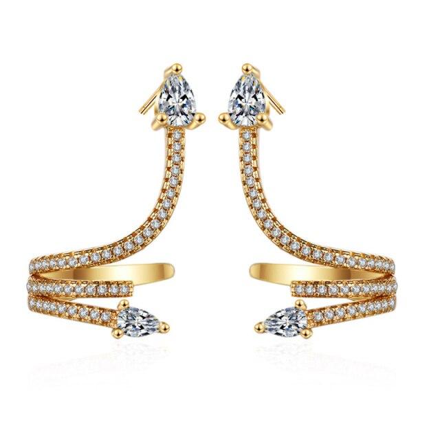 New Women Ear Studs Snake Shape Earring 925 Silver Luxury Micro-inlaid Zircon A Pair Piercing Hoops Earrings Jewelry Gift