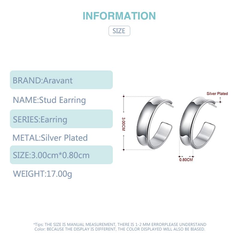 925 Silver Smooth Ceocle Circle Earrings For Women Fashion Jewelry Gifts