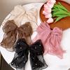 Girl Hairpin Double Layer Bowknot Imitation Pearls Decor Hair Clip Strong Grip Back Head Hair Pin Hair Styling Tool