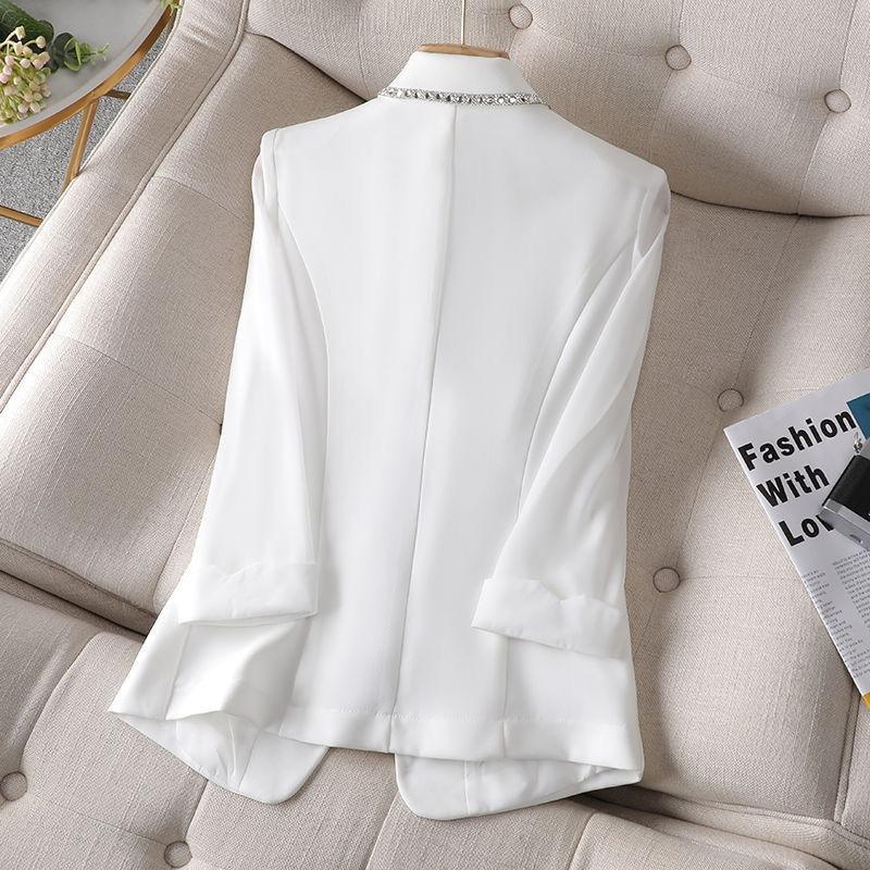 Autumn Women's Blazer Paillettes Summer Sunscreen Jacket White Suit Women's Fashion Black Cardigan