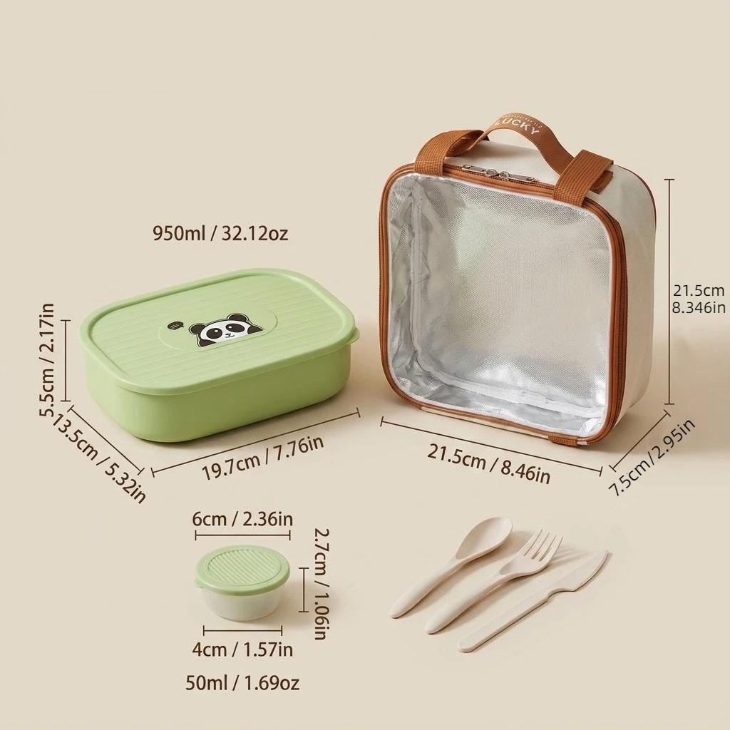 Cute Kids Bento Lunch Box Set Detachable 3 Compartment Plastic Meal Prep Food Storage Containers Microwavable Portable Snack Box