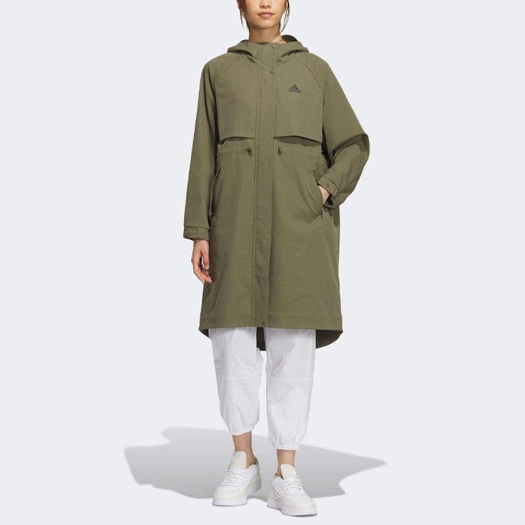 Adidas Sport Performance Solid Logo Long Sleeve Hooded Windbreaker Women Outerwear Green IX6795