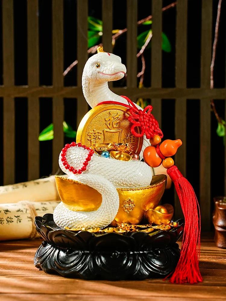 Home decoration accessories White Python Statue Wealth acquisition ornaments Viper  Zodiac Snake Resin handicrafts 1pcs