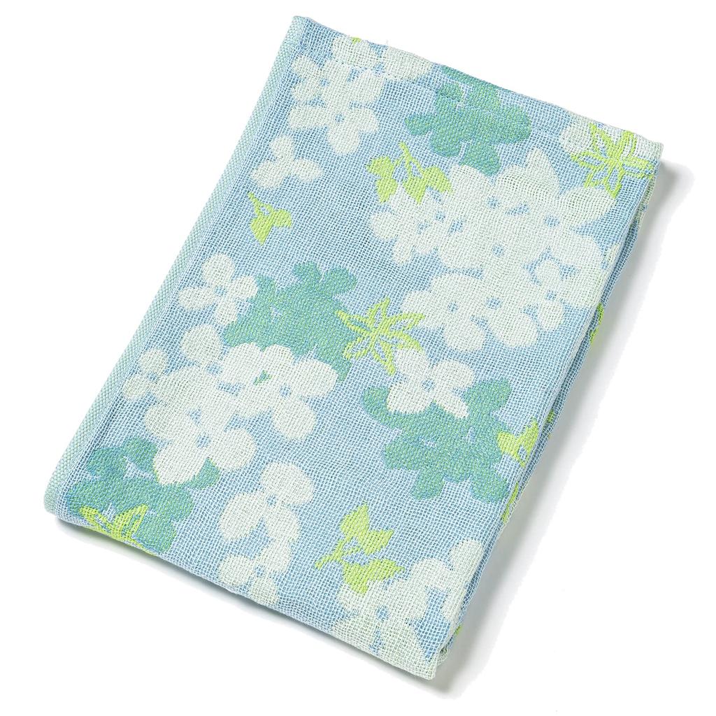 Kusunokibashi Monori Imabari Towel DS Light Gauze Face Hydrangea Made In 34 X Product Towel, Herbarium, Design, Japan, Blue, Approx. 80cm, Number