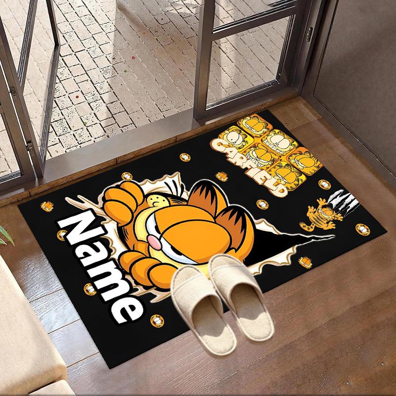 Custom Name Personalized Garfield Print Carpet, Versatile Home Decor Rug, for Playroom, Apartment, Balcony, Entryway, Hallway Gift