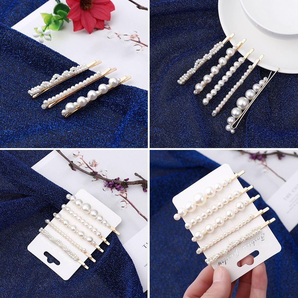Girls  Fashion Metal Pearl Flower Hairpins Crystal  Hair Clip Vintage Barrettes Headdress Jewelry