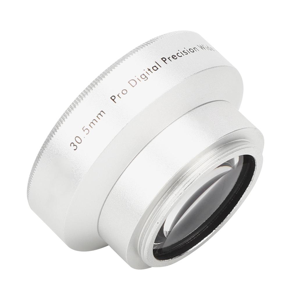 Optical Glass Silver 0.45X Camera Wide Angle Magnification Additional Lens for 30.5mm Camera Lenses