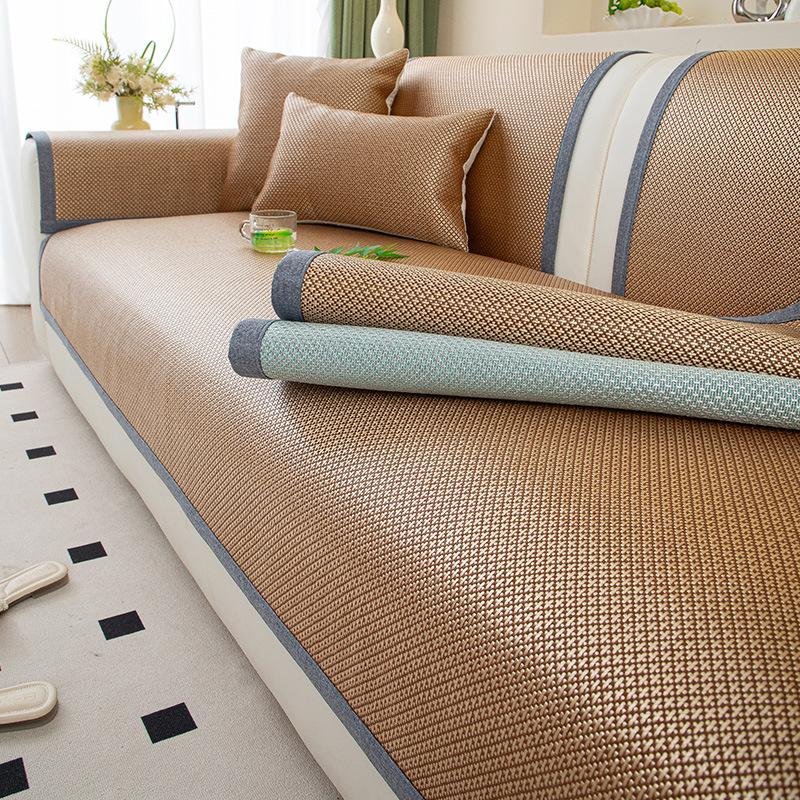 Summer New Light Luxury Ice Rattan Mat Sofa Cushion Universal In All Seasons Ice Silk Cool Cushion Cover Non-Slip Cover Cloth Seat Cushion