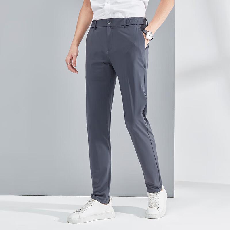 ROMON Men's Ice Silk Quick-Dry Straight-Leg Casual Dress Pants
