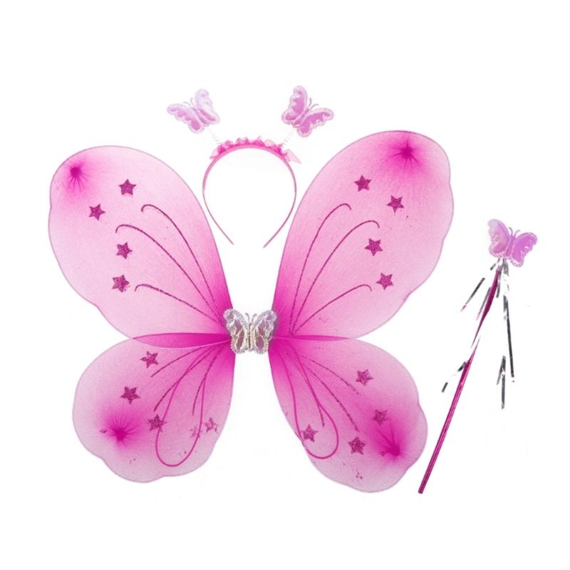 Scintillante Carina Sognante Fata Principessa Angelo Bacchetta Farfalle Ala Cerchietto Festa di Compleanno Halloween Cosplay Costume Accessorio
