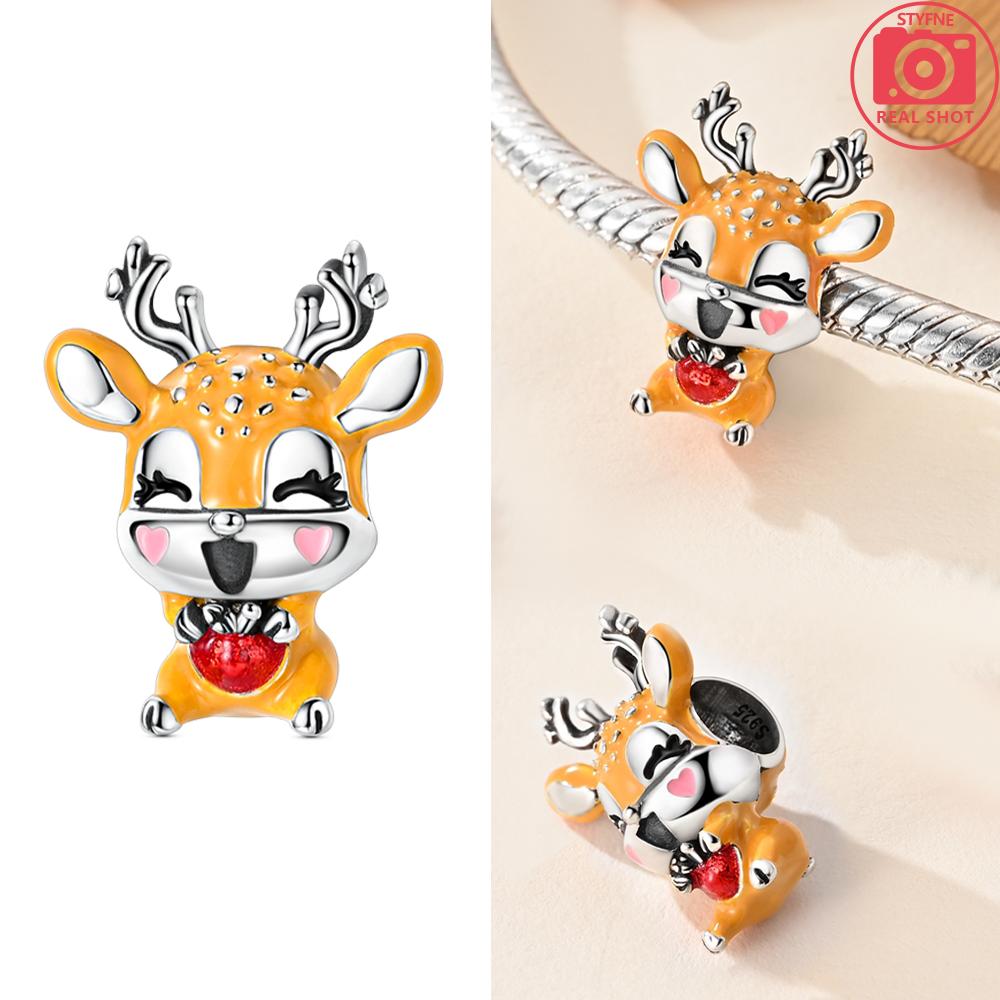 Authentic Charm Bead Charms Copper Love Heart Couple Gold Plated Bowknot Fixed Clasp Deer Bead Charms Compatible With Bracelets Women Jewellery Diy De