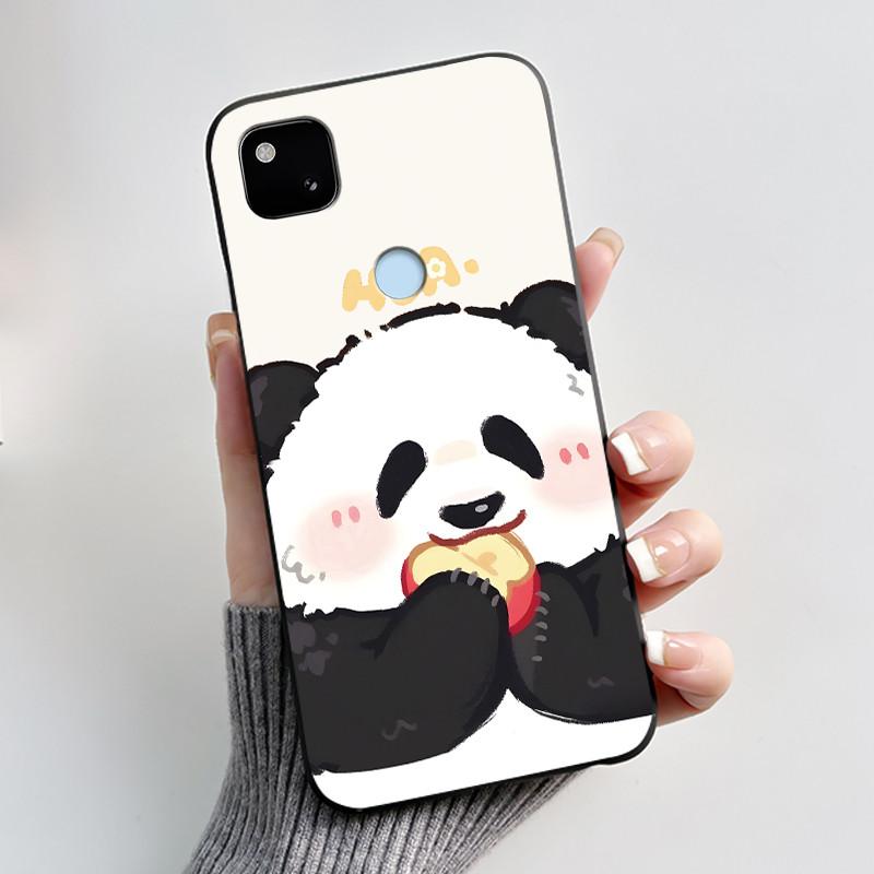 For Google Pixel 4a 4G Case Luxury Cute Love Rabbit Funny Soft Black Matte TPU Silicone Back Protective Cover Slim Thin Casing