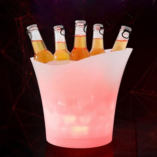 Xiaobudian LED Light Up Ice Bucket, Glowing Beer Bucket with Color Changing Lights, Battery Powered Champagne Cooler for Bar KTV Party