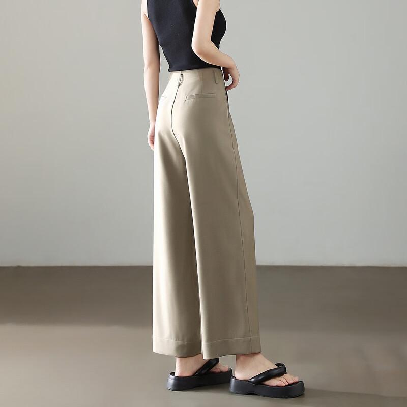 Demana Women's Elegant Summer Pleated Cropped Straight Leg Pants
