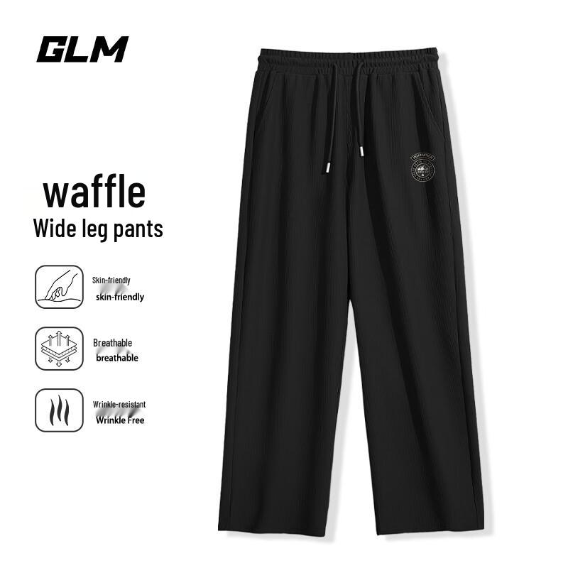 GLM Unisex Waffle Wide-Leg Loose Fit Casual Sweatpants