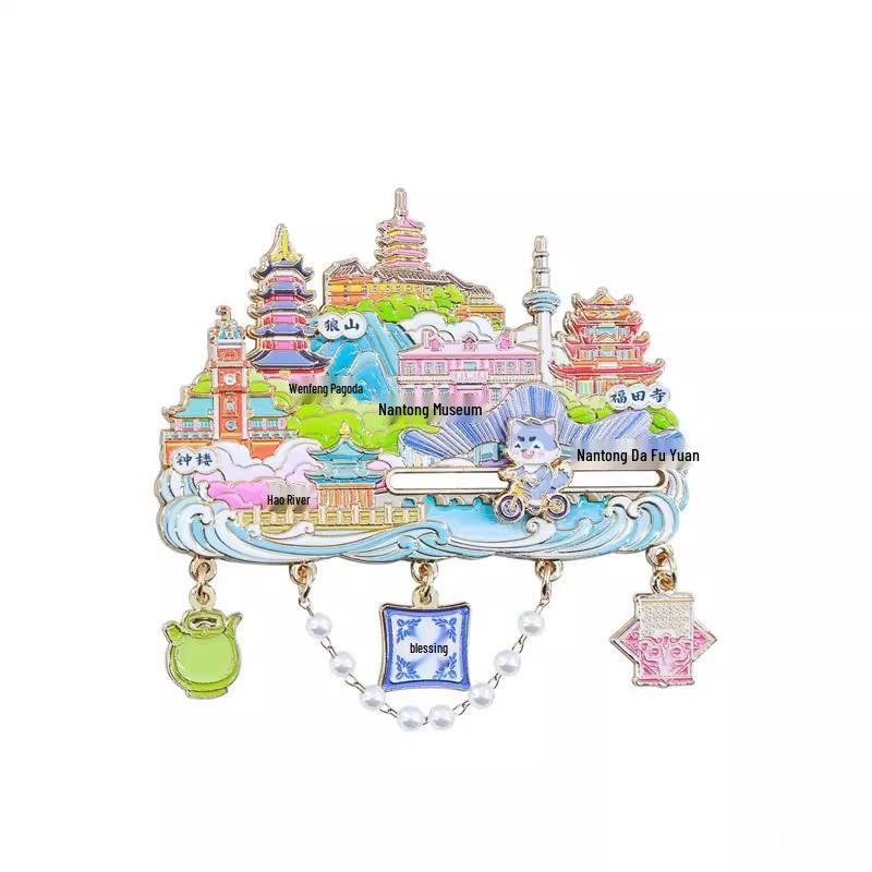 Nantong Langshan Haohe Architecture Scenery Souvenir Magnet Sticker