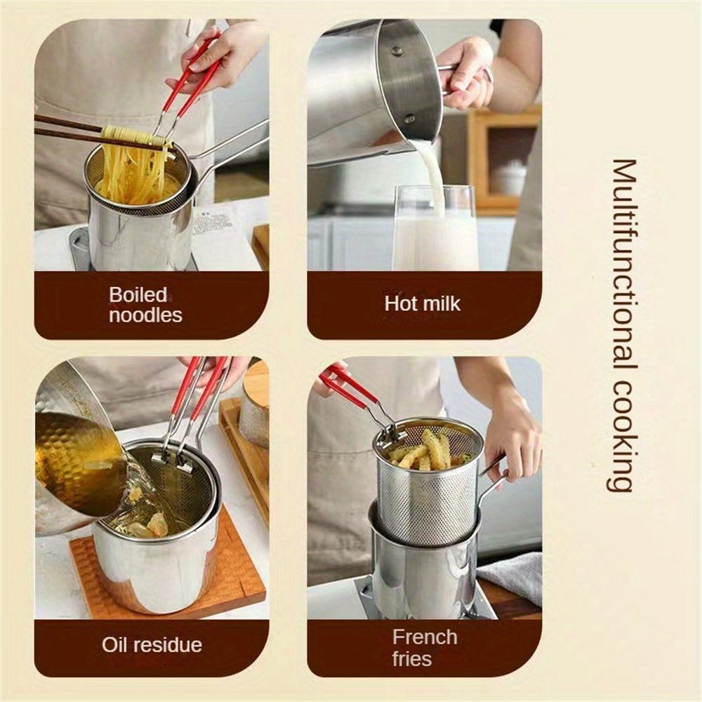 Red Single-handle Deep Fryer, Suitable for Daily Home Frying, Snack Preparation, or Small-scale Catering Use.