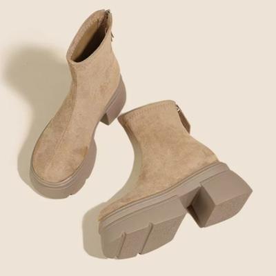 Damen Knöchel Plateau Schneestiefel Wildleder High Heels Schuhe Winter Plüsch Warme Schuhe Frau Marke 2025 Trend Bequemes Laufen Botas Mujer