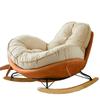 Single Rocking Chair - Comfortable White Sofa for Balcony, Living Room, or Bedroom Leisure.