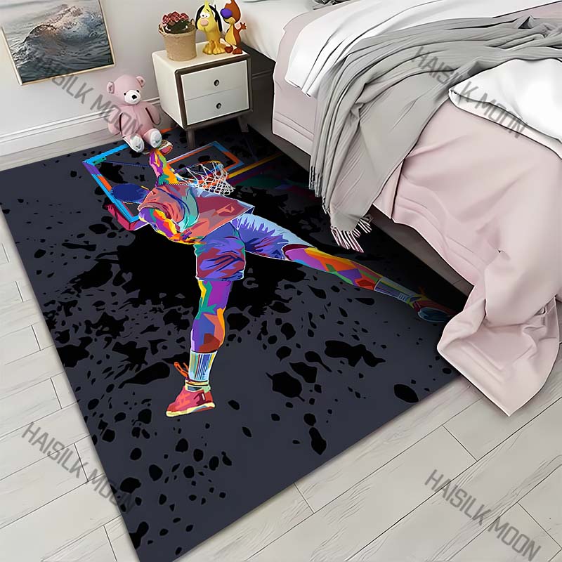 

Vibrant basketball player soaring dunk Print Carpet for Living Room Bedroom Sofa Home Decor Rus Non-slip Floor Mat Luxury Gift 40x60cm