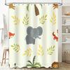 Animal-Themed Shower Curtain Set Featuring Playful Elephants And Woodland Creatures Perfect For A Kids' Bathroom!