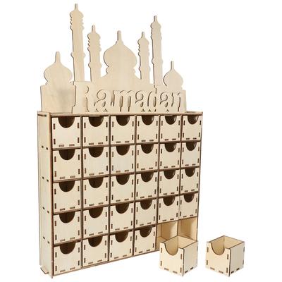 Eid Mubarak Wooden Countdown Calendar Ramadan Decorations Desktop Advent Festival Gift Safe Material Home Office Table