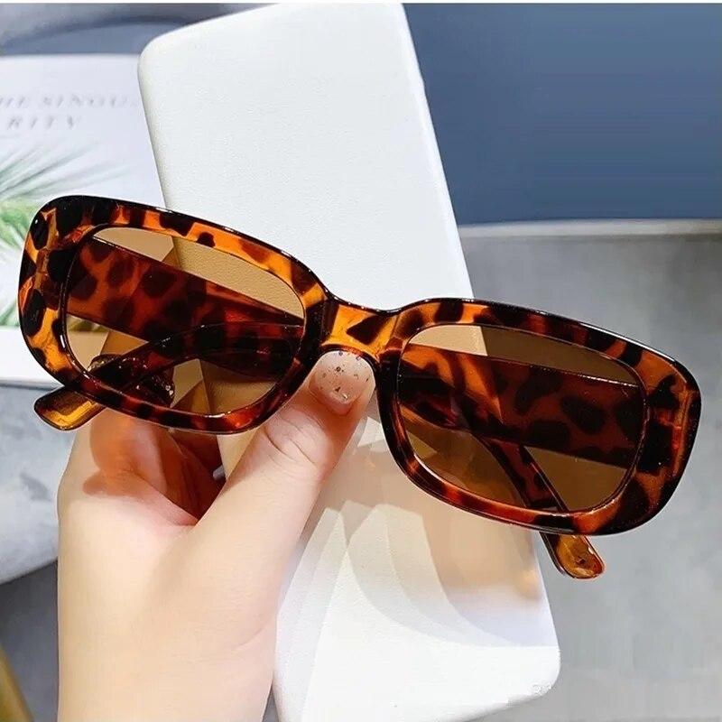 Women Small Rectangle Sunglasses Unisex Vintage Anti-glare UV400 Shades Eyewear Outdoor Riding Car Driving Eye Protection