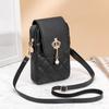 Embroidered Pearl Accent Simple Crossbody Phone Bag