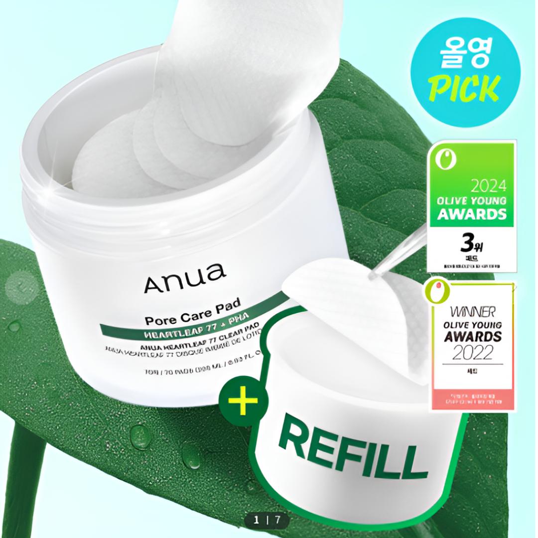Anua Набор Clear-подушечек Heartleaf 77, 70 шт. (+ 70 Листов Сменный Блок)