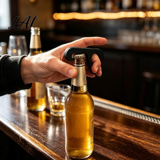 Stilvoller Getränkeöffner 3D-gedruckter Flaschenöffner Kompakt Tragbar Bier Einhand-Limonadendeckelentferner Einfach für Partys Ergonomischer Glasdeckelöffner